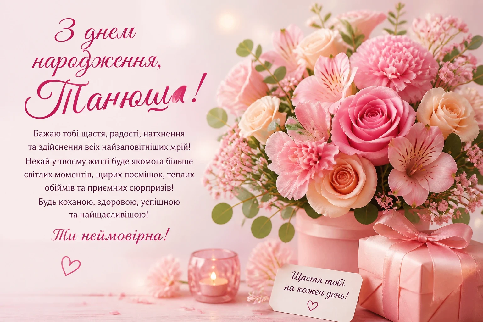 Привітання з днем народження для Танюші