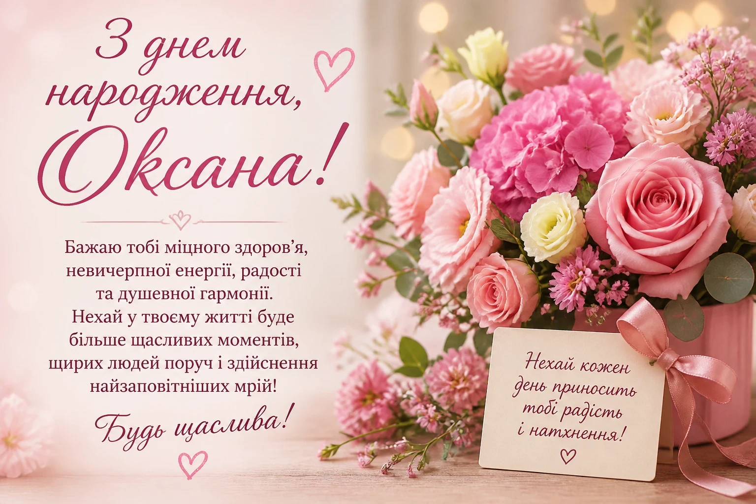 Привітання з днем народження для Оксани