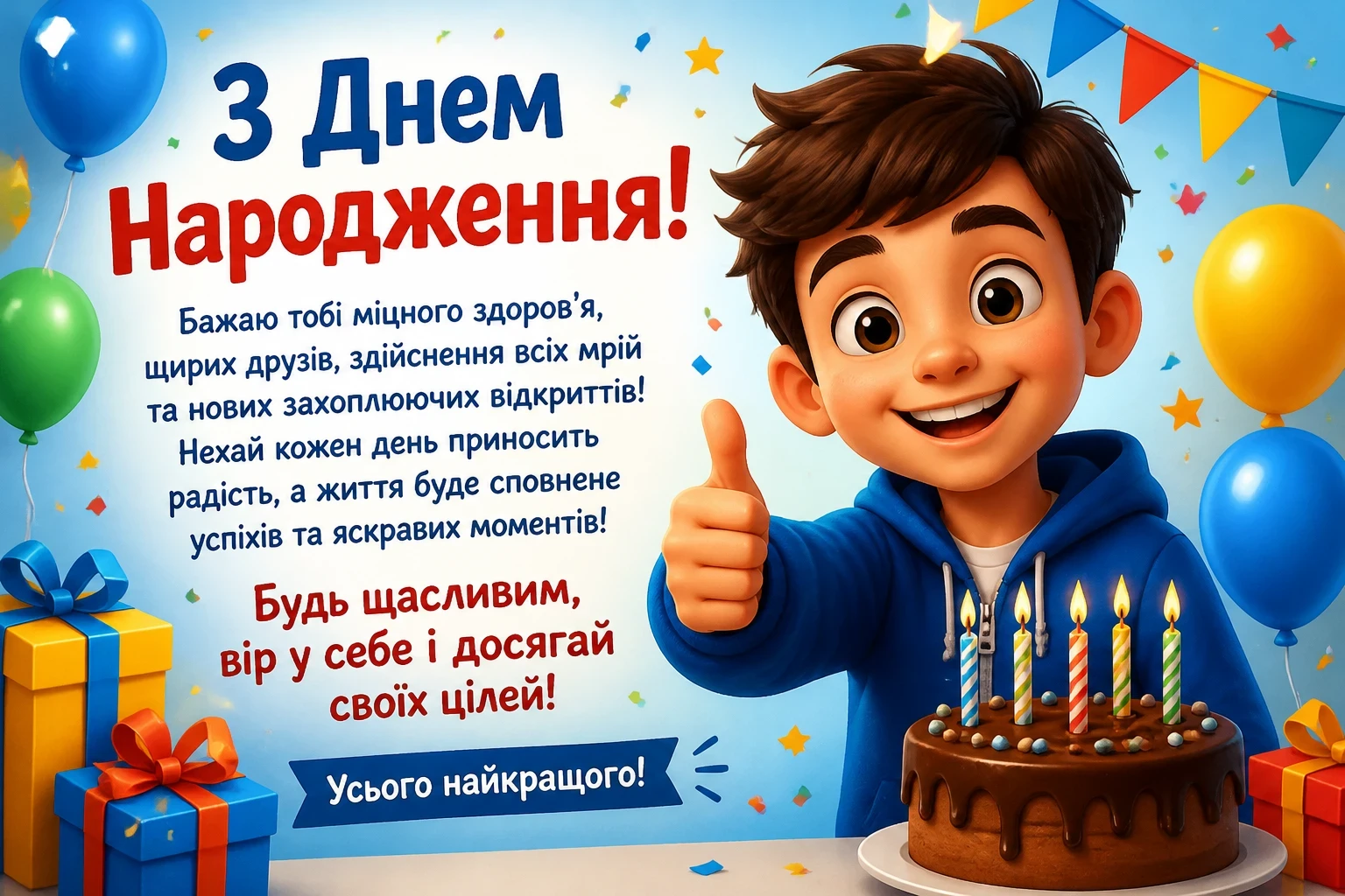 Привітання хлопчика з днем народження