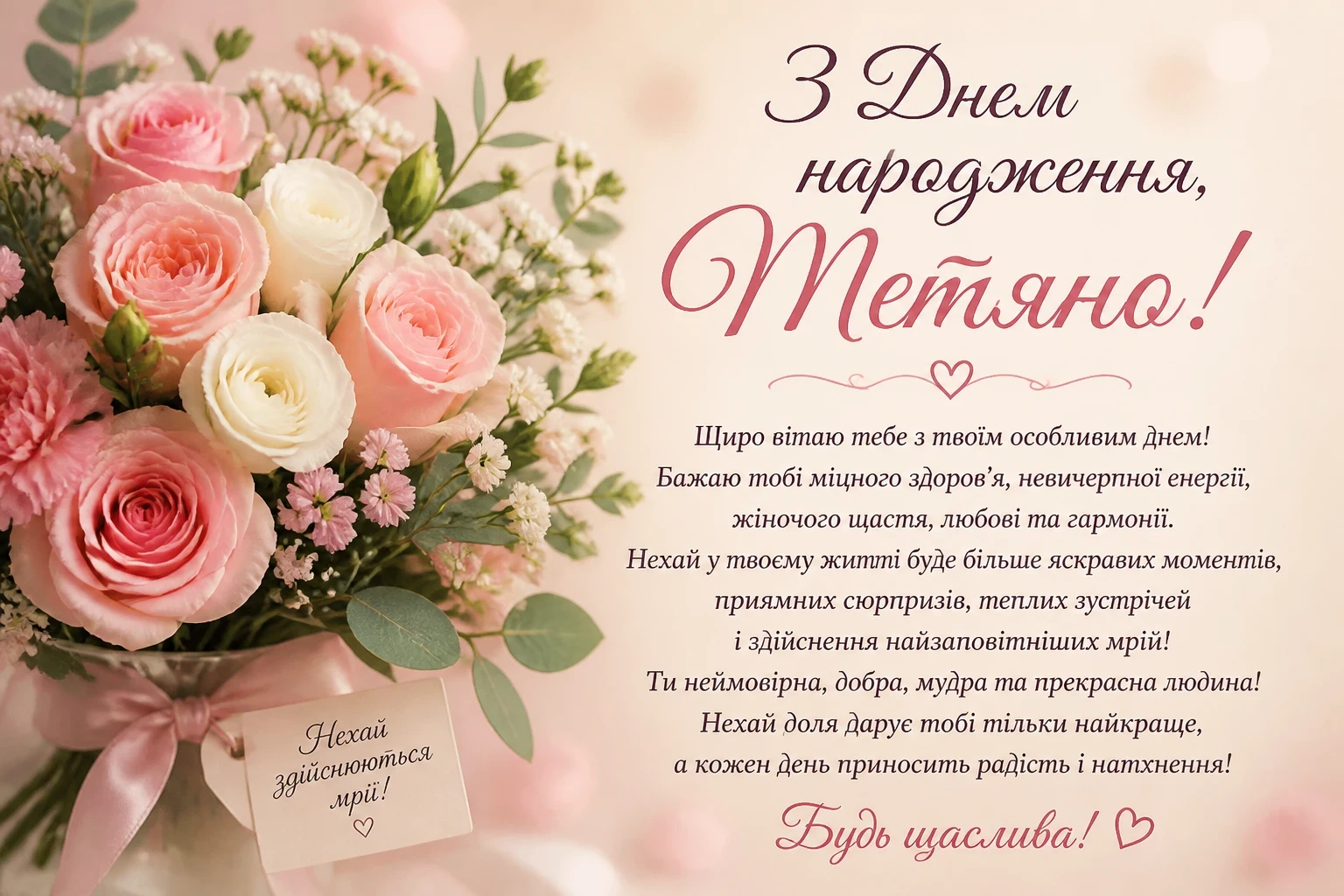 Привітання з днем народження для Тетяни