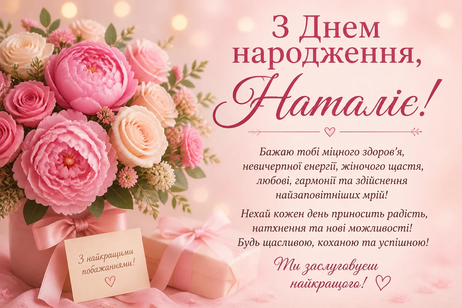 Привітання з днем народження для Наталії