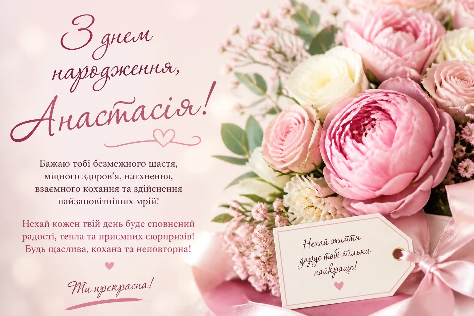 Привітання з днем народження для Анастасії
