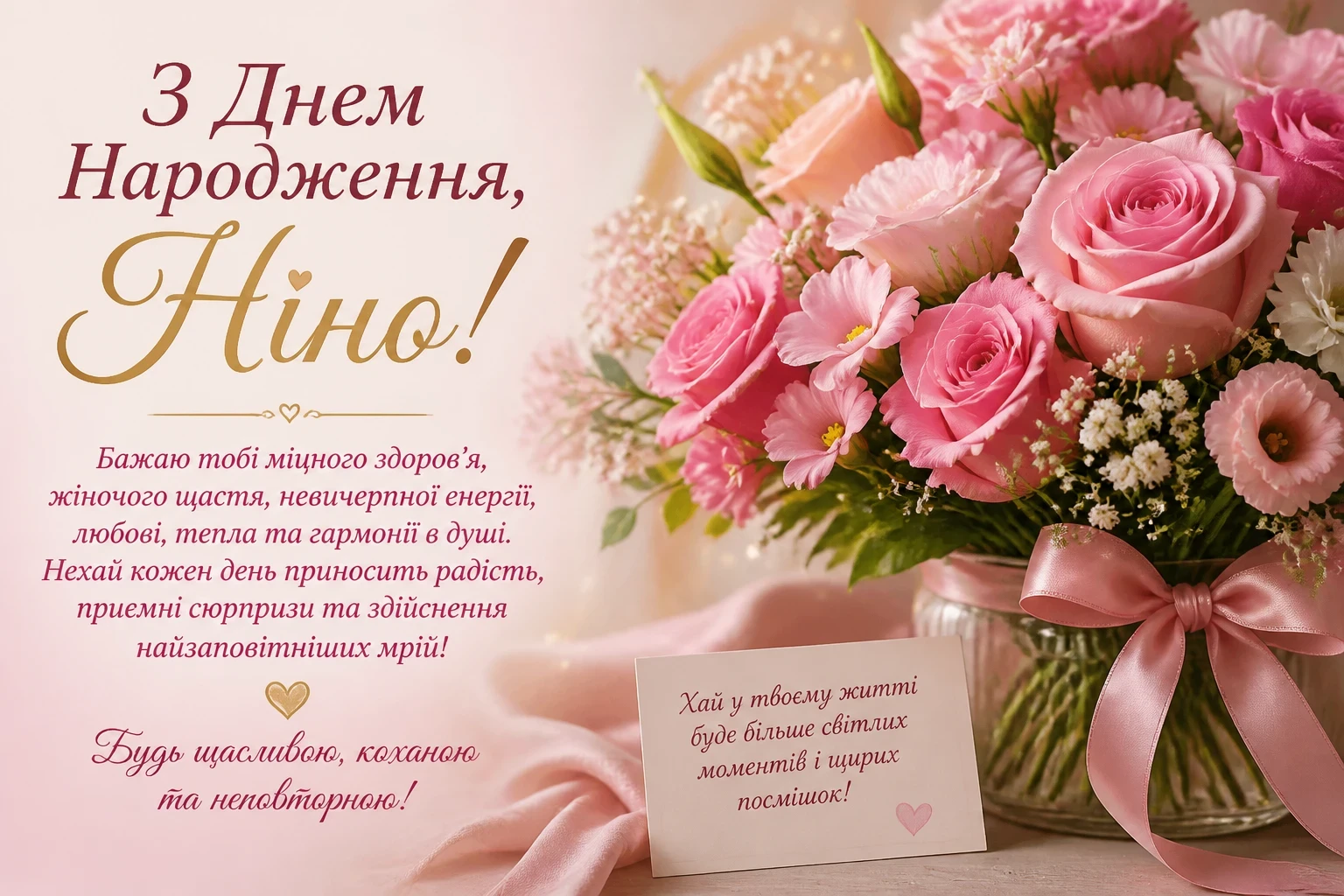 Привітання з днем народження для Ніни