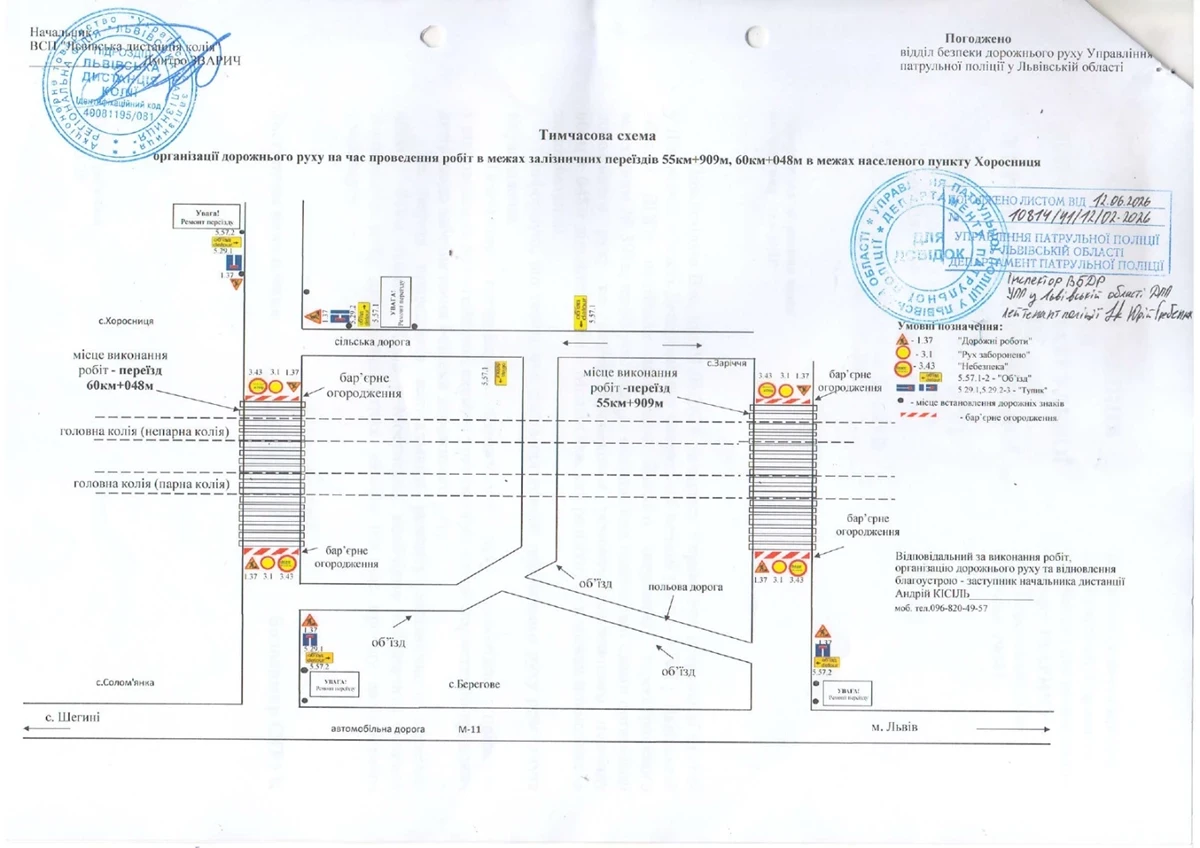 Ремонт залізничного переїзду на Львівщині: як об’їхати ділянку у Хоросниці